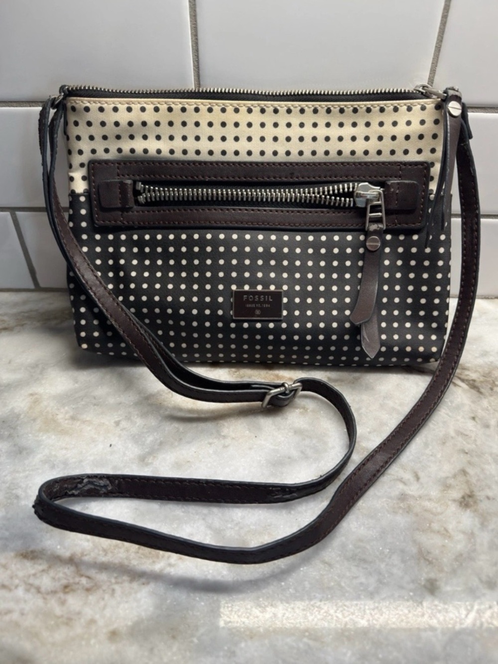 Fossil Polka Dot Dawson Crossbody Bag